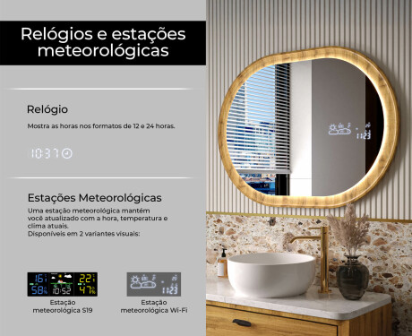 Espelho oval em moldura de carvalho com iluminação LED #6