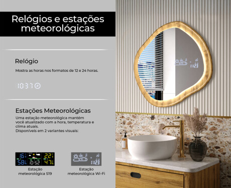 Espelho decorativo em moldura de carvalho com iluminação LED #6