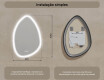 Espelho irregular com iluminação, 64×94 cm, bicolor, interruptor touch, tapete aquecedor #8
