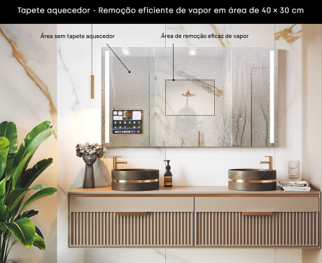 Espelho LED Retangular Inteligente para Casa de Banho com Moldura iPad Displine L02 Apple #7