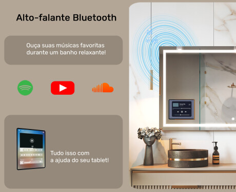 Espelho LED Retangular Inteligente para Casa de Banho com Moldura iPad Displine L15 Apple #4