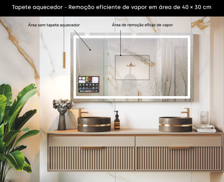 Espelho LED Retangular Inteligente para Casa de Banho com Moldura iPad Displine L15 Apple #7