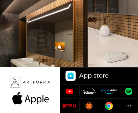 Espelho de parede com luz LED SMART L128 Apple #2