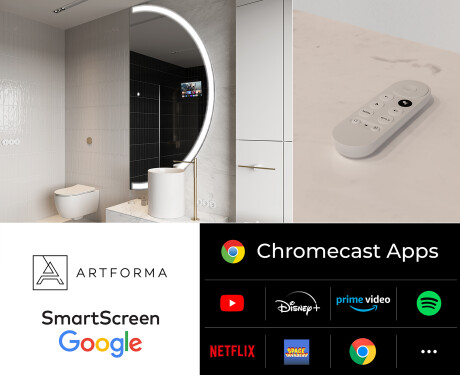 Espelho LED Elegante em Forma de Meia-Lua - Para Casa de Banho SMART A222 Google #2
