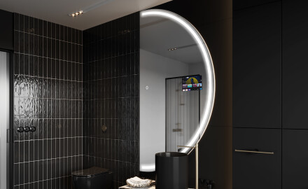 Espelho LED Elegante em Forma de Meia-Lua - Para Casa de Banho SMART A223 Google