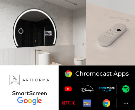 Espelho LED Elegante em Forma de Meia-Lua - Para Casa de Banho SMART W223 Google #2