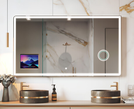 Espelho LED Moderno Arredondado com Moldura iPad Displine L146