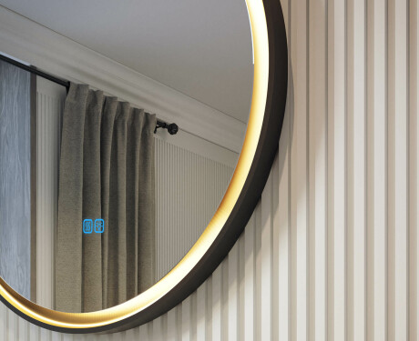 Espelho redondo com moldura de metal e iluminação LED #2