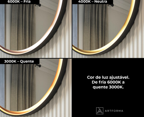 Espelho redondo com moldura de metal e iluminação LED #3