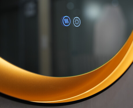 Espelho redondo com moldura de metal e iluminação LED #5