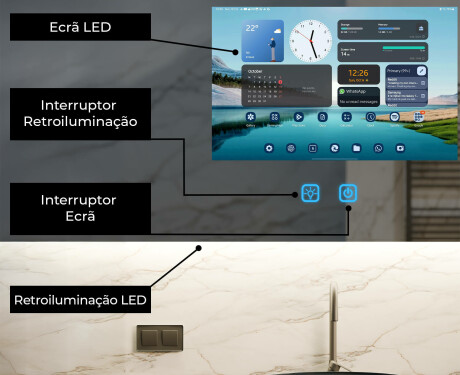 Espelho de Casa de Banho LED Inteligente e Arredondado SmartScreen 21,5” #2