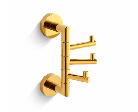 CLASSIC - Gancho para toalhas / triplo e articulado / dourado brilhante