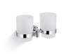 CLASSIC – Suporte com dois copos / cromado, vidro mate