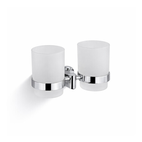 CLASSIC – Suporte com dois copos / cromado, vidro mate #1