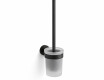 CLASSIC - Escova de sanita suspensa / recipiente em vidro mate / preto mate