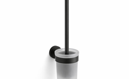 CLASSIC - Escova de sanita suspensa / recipiente em vidro mate / preto mate