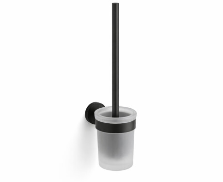 CLASSIC - Escova de sanita suspensa / recipiente em vidro mate / preto mate