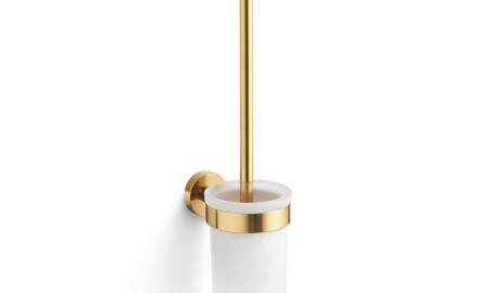 CLASSIC - Escova de sanita suspensa / recipiente em vidro mate / dourado brilhante