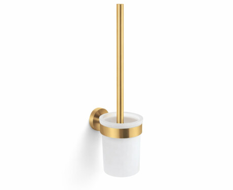 CLASSIC - Escova de sanita suspensa / recipiente em vidro mate / dourado escovado