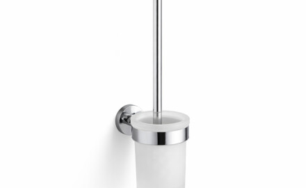 CLASSIC - Escova de sanita suspensa / recipiente em vidro mate / cromado
