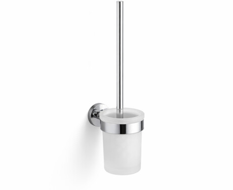 CLASSIC - Escova de sanita suspensa / recipiente em vidro mate / cromado