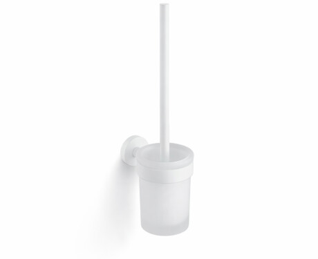 CLASSIC - Escova de sanita suspensa / recipiente em vidro mate / branco mate