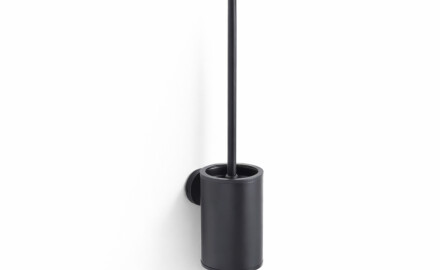 CLASSIC - Escova de sanita baixa para pendurar / recipiente metálico, cartucho em plástico / preto mate