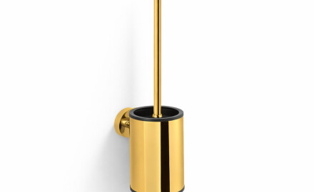 CLASSIC - Escova de sanita baixa para pendurar / recipiente metálico, cartucho em plástico / acabamento dourado brilhante