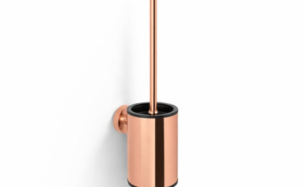 CLASSIC - Escova de sanita baixa para pendurar / recipiente metálico, cartucho em plástico / rosa dourado brilhante