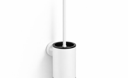 CLASSIC - Escova de sanita baixa para pendurar / recipiente metálico, cartucho em plástico / branco mate