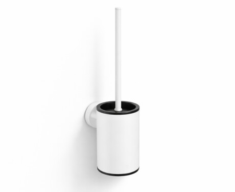 CLASSIC - Escova de sanita baixa para pendurar / recipiente metálico, cartucho em plástico / branco mate