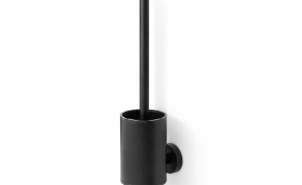 CLASSIC - Escova de sanita baixa para pendurar / recipiente metálico, cabeça de silicone / preto mate