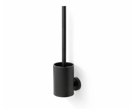 CLASSIC - Escova de sanita baixa para pendurar / recipiente metálico, cabeça de silicone / preto mate
