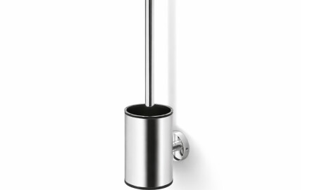 CLASSIC - Escova de sanita baixa para pendurar / recipiente metálico, cabeça de silicone / cromada