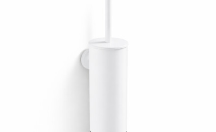 CLASSIC - Escova de sanita alta para pendurar / recipiente metálico, cartucho em plástico / branco mate