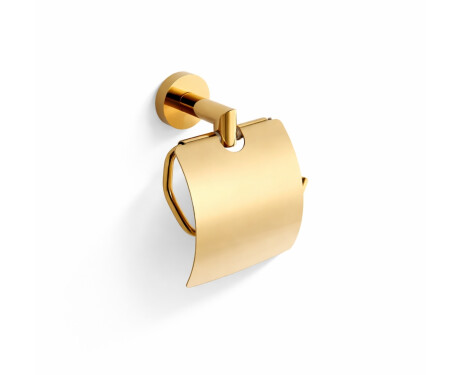 CLASSIC - Suporte para papel higiénico / com cobertura / dourado brilhante
