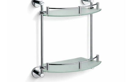 CLASSIC - Prateleira semicircular dupla / cromada, vidro mate