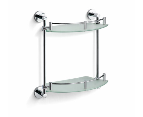 CLASSIC - Prateleira semicircular dupla / cromada, vidro mate