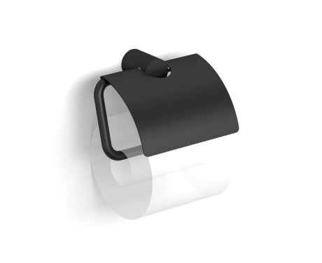MEGAN - Suporte para papel higiénico / com capa / preto mate
