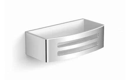 Cesto 22x11x6 / interior em plástico branco / aço polido