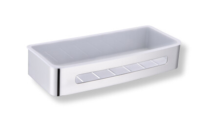Cesto 29x12x5,5 / aço polido / interior em plástico branco