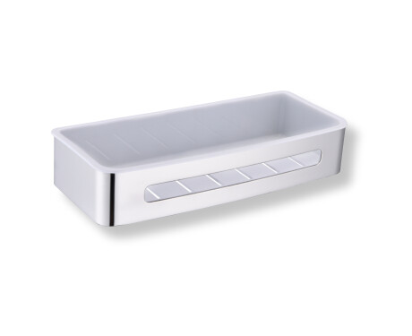 Cesto 29x12x5,5 / aço polido / interior em plástico branco