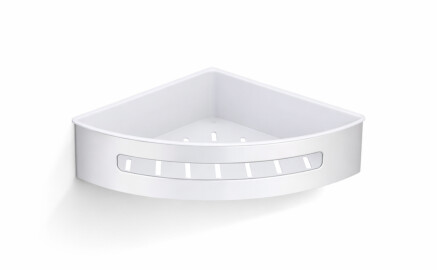 Cesto de canto 20,5x20,5x5,5 / aço polido / interior em plástico branco