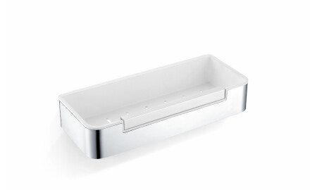 Cesto 29x12x5,5 com elástico / aço polido / interior em plástico branco