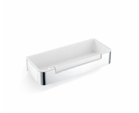 Cesto 29x12x5,5 com elástico / aço polido / interior em plástico branco
