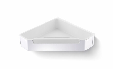 Cesto de canto 22x22x5,5 com cordão / aço polido / interior em plástico branco