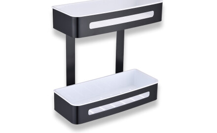 Cesto duplo / preto mate / cestos interiores em plástico branco