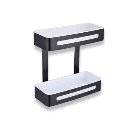Cesto duplo / preto mate / cestos interiores em plástico branco #1
