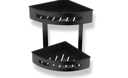 Cesto duplo de canto / preto mate / cestos interiores em plástico preto