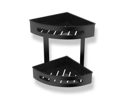 Cesto duplo de canto / preto mate / cestos interiores em plástico preto